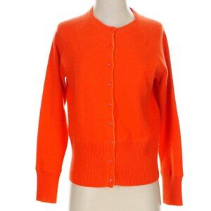 True Orange Cashmere Blend Cardigan Sweater with Contrast Placket Womens Small S